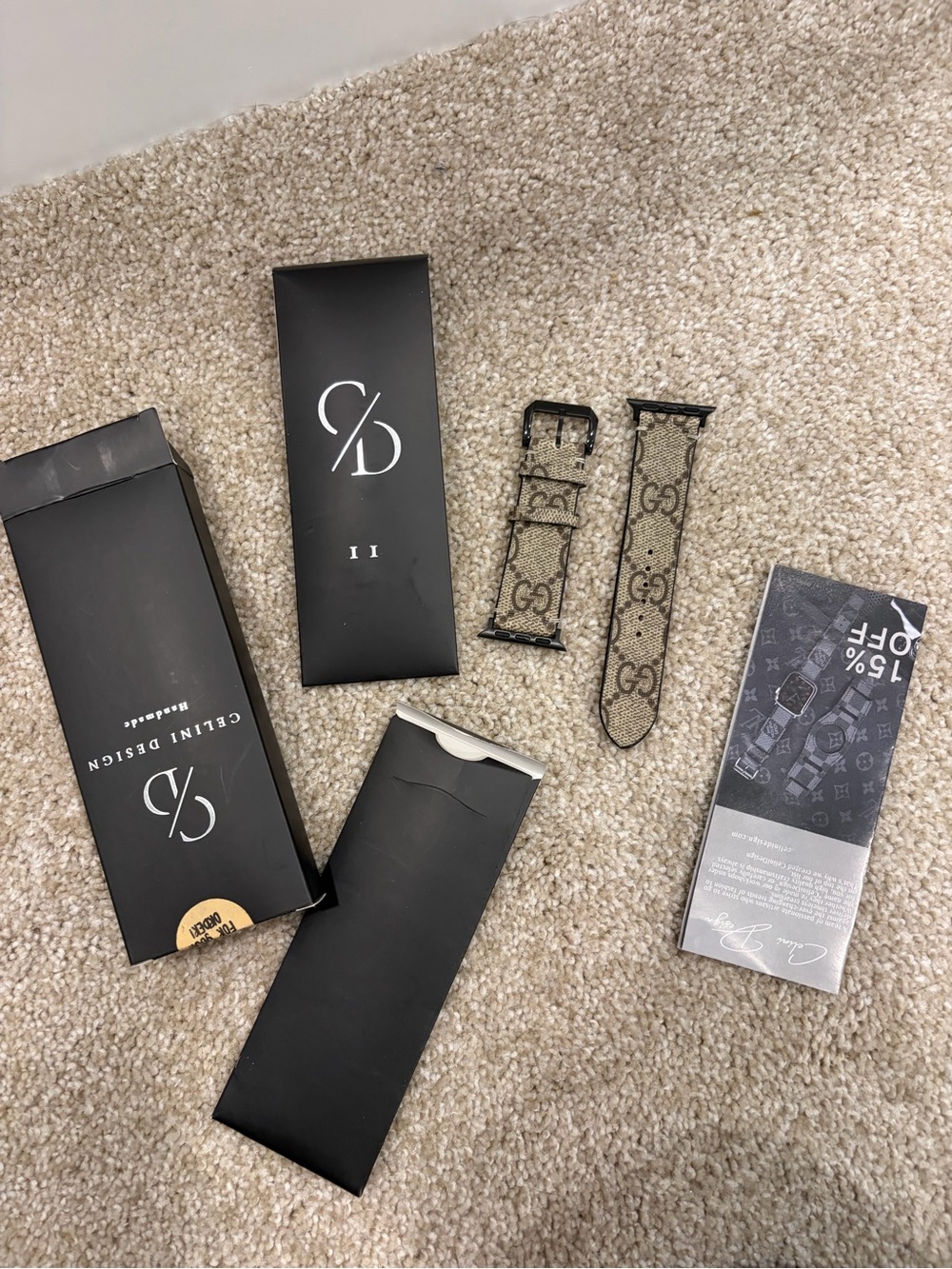Designer Monogram Canvas Apple Watch Band - Beige Brown